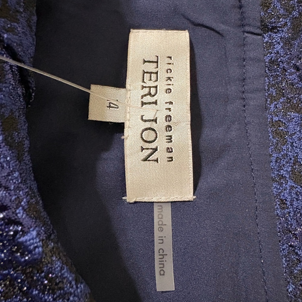 Rickie Freeman Teri Jon Navy Blue Evening Dress Size 14 - Picture 2 of 15